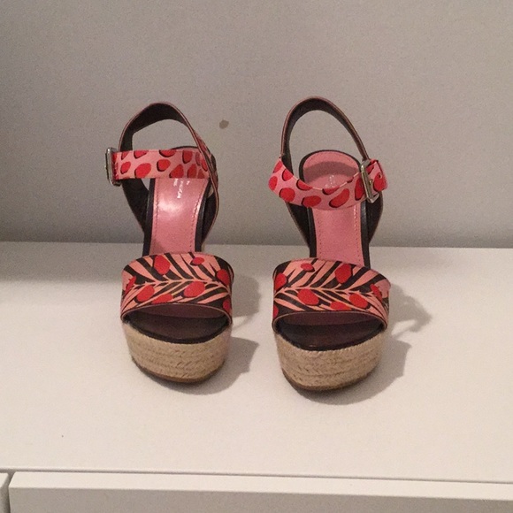 Louis Vuitton pink printed monogram canvas wedges - Picture 2 of 8